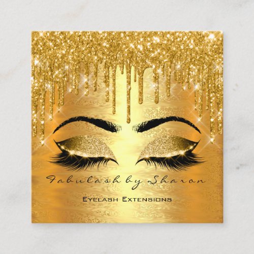 Gold Foil  Spark Makeup Artist Lashes Logo Lux Square Business Card