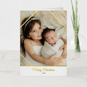 Gold Foil Sparkle Family Photo Christmas Card