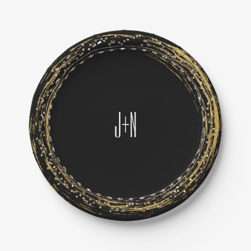 Gold Foil Sparkle Glamour Circle Party Plates