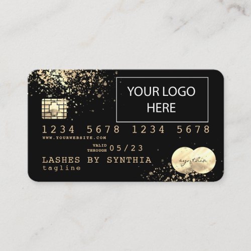 Gold Foil Splash Credit Card add your logo