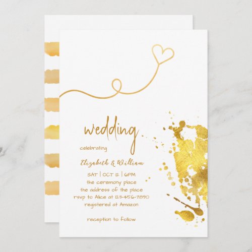 Gold Foil Splash Simple Wedding Shower Invitation