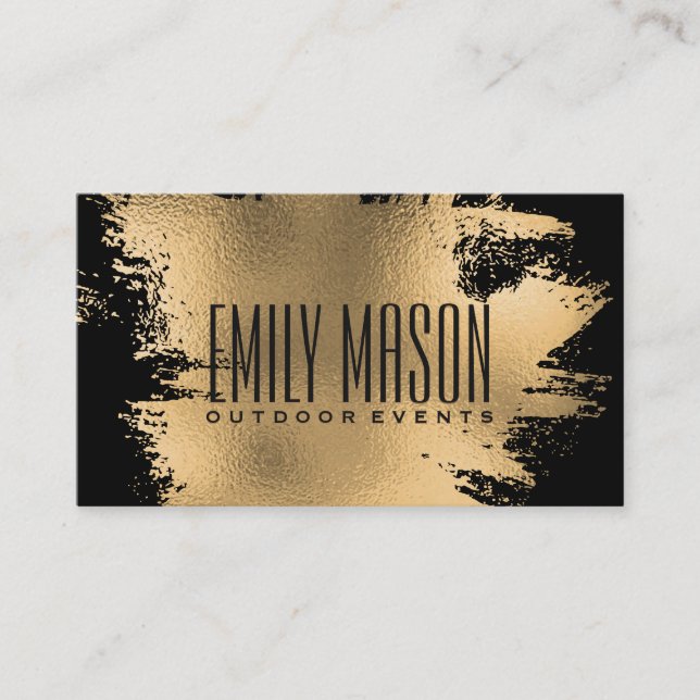 Gold Foil Splatter | Black Business Card (Front)