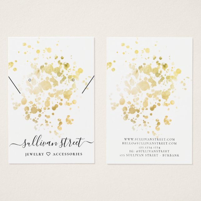 Gold Foil Splatter Earrings Necklace Display Card (Front & Back)