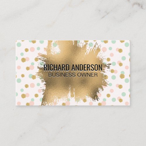 Gold Foil Splatter  Glitter Confetti  Polka Dot Business Card