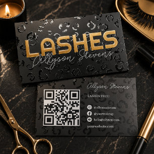 Gold Foil Spot UV Hair Stylist QR Gloss Business Cards