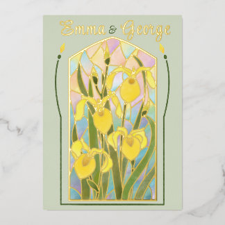 Gold Foil Stained Glass Irises Invitation Foil Invitation