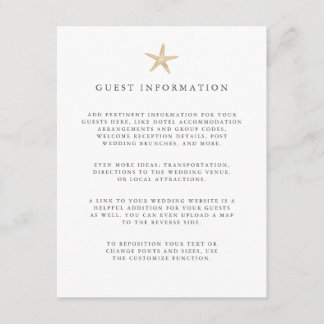 Gold foil Starfish coastal wedding guest Details Enclosure Card
