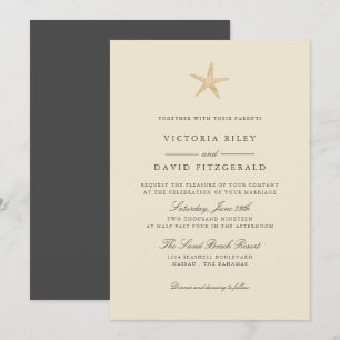 Gold Foil Starfish Elegant Ocean Beach wedding Invitation
