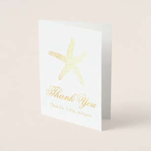 Gold Foil Starfish Thank You Cards