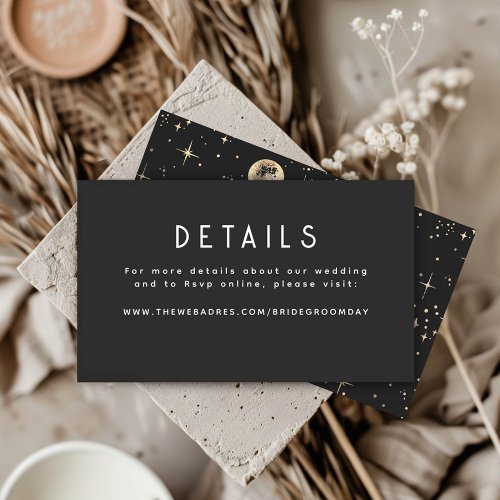 Gold Foil Stars Celestial Wedding Details Enclosure Card