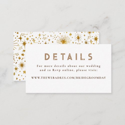 Gold Foil Stars Celestial Wedding Details Enclosure Card