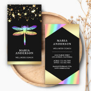 Gold Foil Stars Confetti Rainbow Dragonfly Business Card at Zazzle