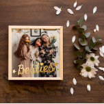 Gold Foil Stars & Heart Besties Photo Foil Prints<br><div class="desc">Square photo print of you and your best friends with Besties written in gold foil with stars and a cute heart dotting the i.</div>