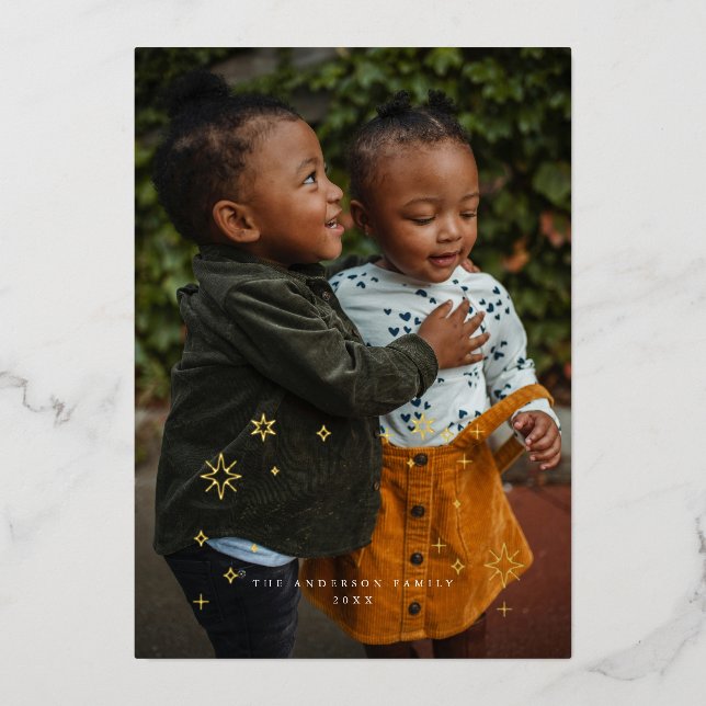 Gold Foil Stars Magical Christmas Foil Invitation (Front)