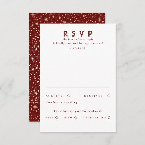 Gold Foil Stars Modern Wedding RSVP