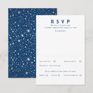 Gold Foil Stars Modern Wedding RSVP Card