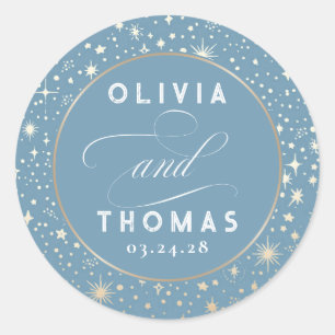 Gold Foil Stars Mystical Celestial Wedding Classic Round Sticker