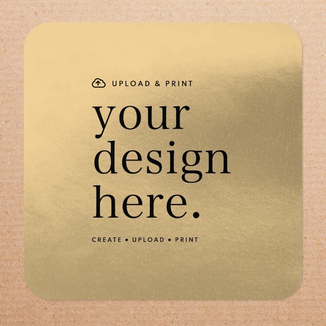 Gold Foil Sticker | Design Upload 3" Round Square (Possibilities are endless with this fully editable metallic gold sticker template)