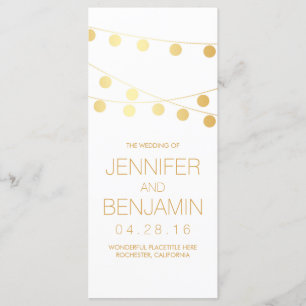 Gold Foil String Lights Wedding Programs