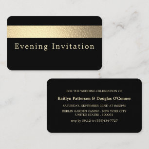 Gold Foil Stripe, Evening Event Ticket Invitation
