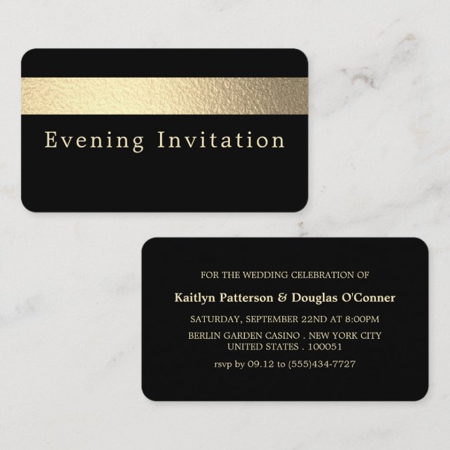 Gold Foil Stripe, Evening Event Ticket Invitation (Front/Back)
