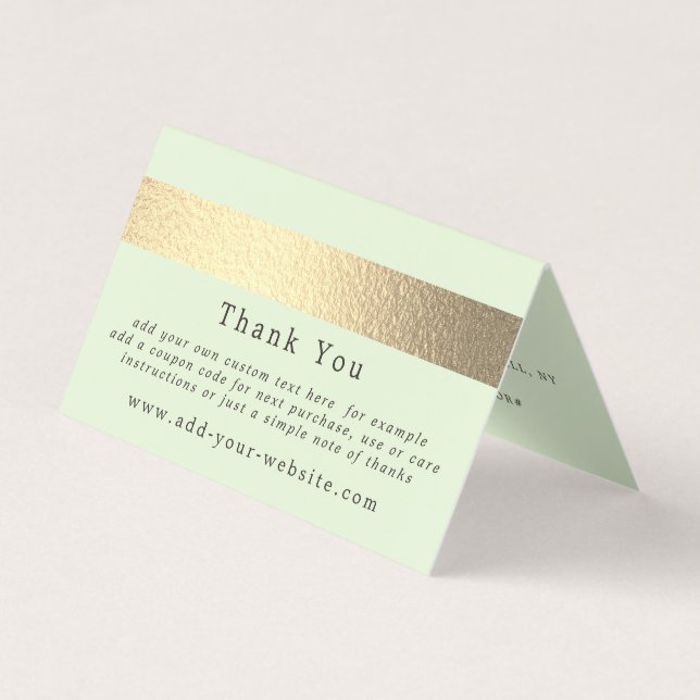 Gold Foil Stripe Minimalist Logo Thank You Card (Front)