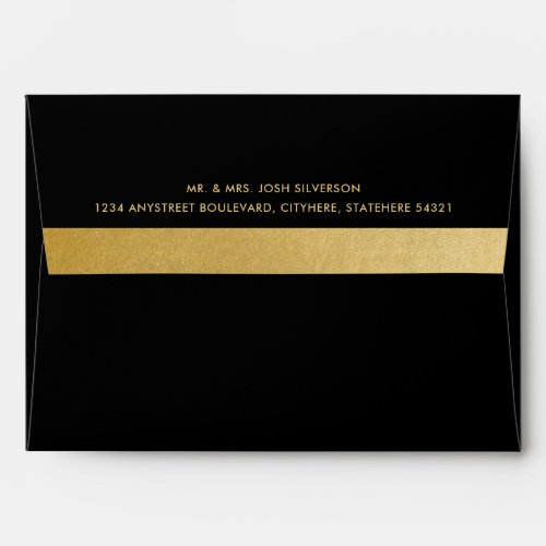 Gold Foil Stripe Return Address Black Mailing Envelope