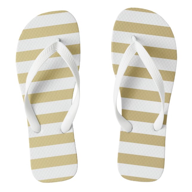 Gold Foil Stripe Women's Flip Flops (Footbed)