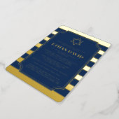 Gold Foil Striped Bar Mitzvah Invite with Star (Rotated)
