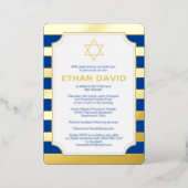 Gold Foil Striped Bar Mitzvah Invite with Star 2 (Standing Front)