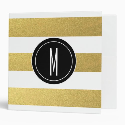 GOLD FOIL STRIPES  BLACK MONOGRAM BINDER