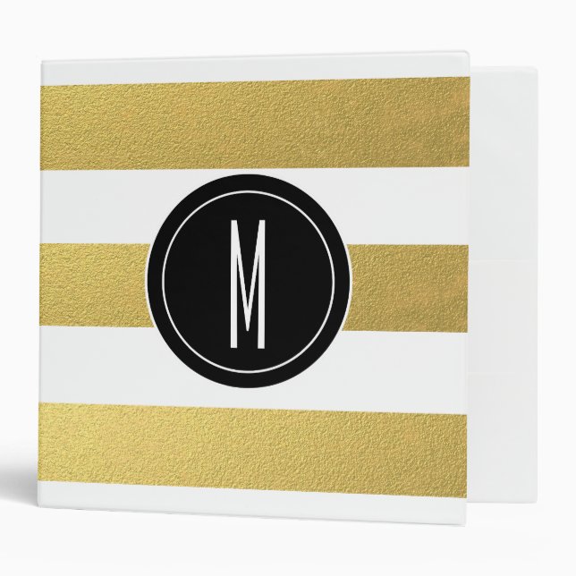 GOLD FOIL STRIPES | BLACK MONOGRAM BINDER (Front/Inside)