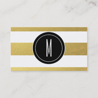GOLD FOIL STRIPES | BLACK MONOGRAM BUSINESS CARD