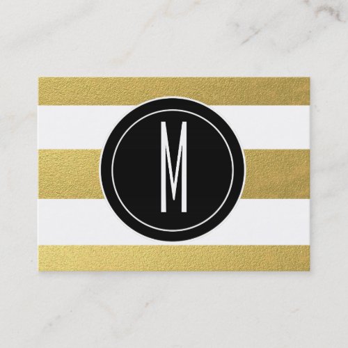 GOLD FOIL STRIPES | BLACK MONOGRAM BUSINESS CARDS