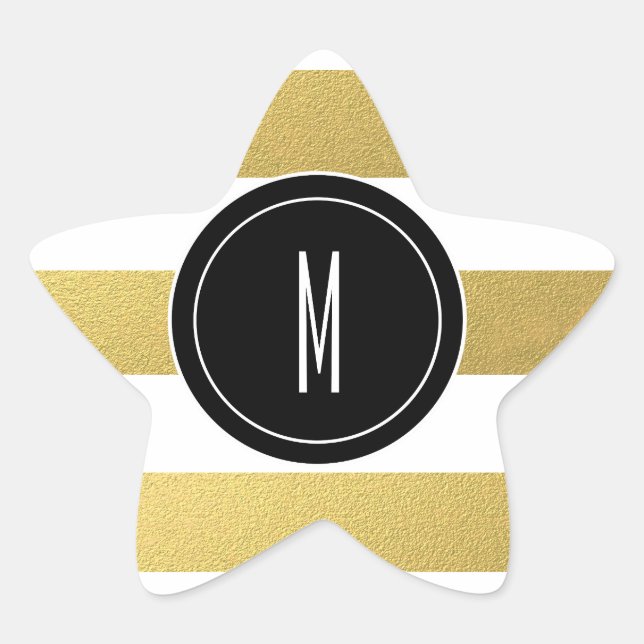 GOLD FOIL STRIPES | BLACK MONOGRAM STAR STICKER (Front)