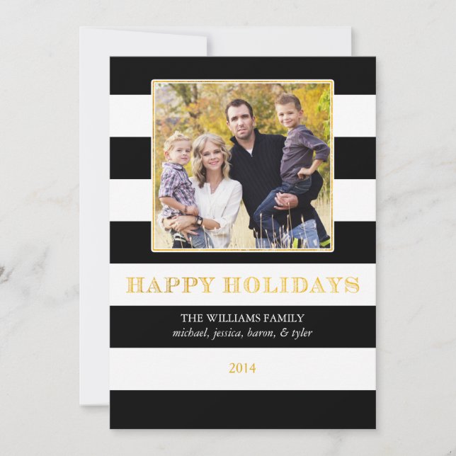 Gold Foil & Stripes Christmas Cards (Front)