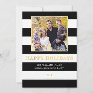 Gold Foil & Stripes Christmas Cards