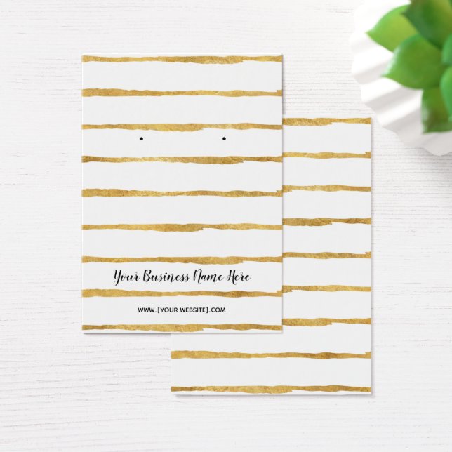 Gold Foil Stripes Earring Display Cards (Desk)