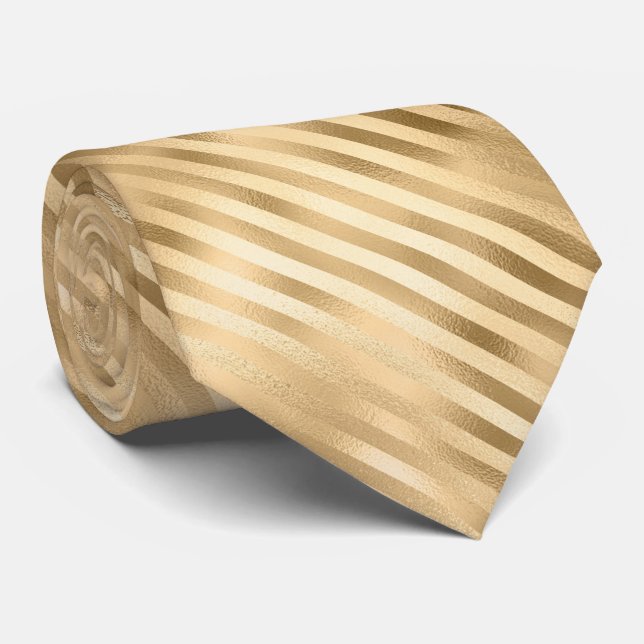 Gold Foil Stripes Neck Tie (Rolled)
