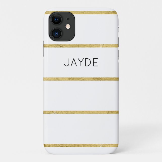 Gold Foil Stripes Personalized Mobile Phone Case (Back)