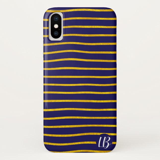 Gold Foil Stripes Personalized Phone Case (Back)