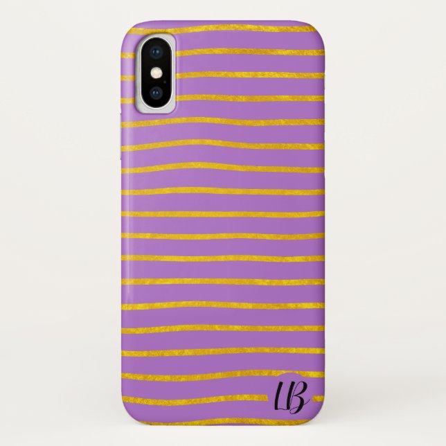 Gold Foil Stripes Personalized Phone Case (Back)
