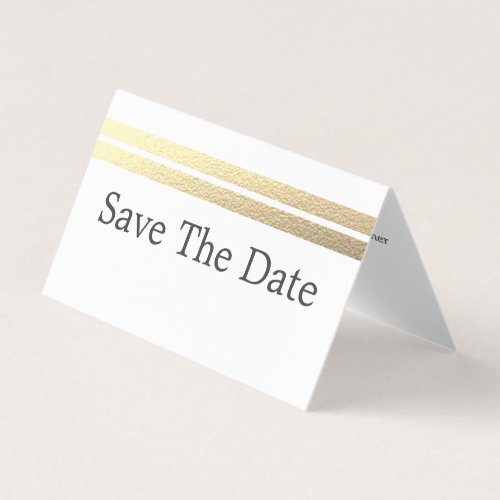 Gold Foil Stripes Photo Save The Date Card