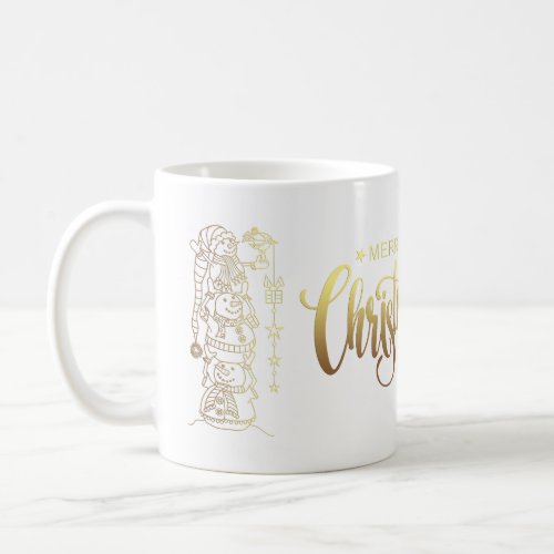 Gold Foil Style Photo Collage Merry Christmas Tree Coffee Mug