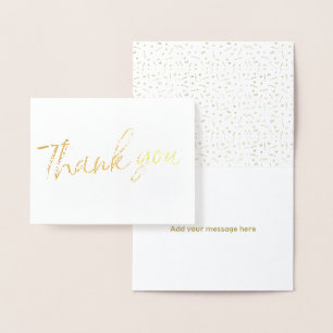 Gold Foil Stylish Lettered Wedding Thank you Foil Card