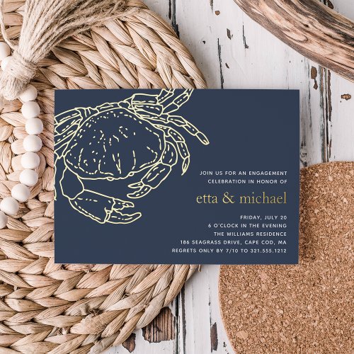 Gold Foil Summer Crab Feast Party Foil Invitation