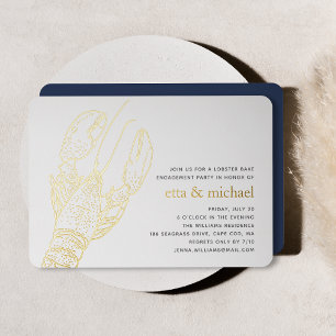Gold Foil Summer Lobster Bake Party Invitation