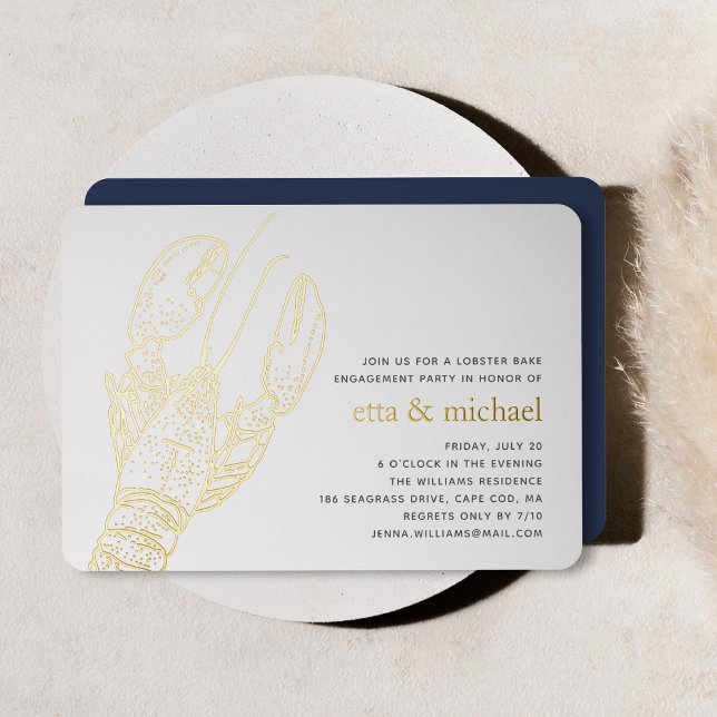 Gold Foil Summer Lobster Bake Party Invitation (Creator Uploaded)