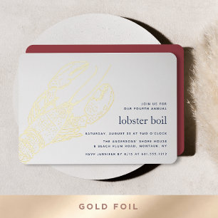 Gold Foil Summer Lobster Boil Party Invitation