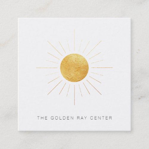  Gold Foil Sun and Golden Rays Spiritual Center Square Business Card